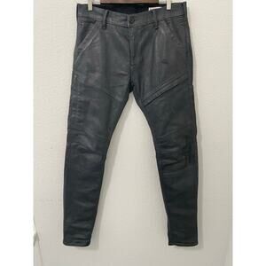 G-Star Raw Rackam 3D Skinny Jeans Mens 34x32 Dark Gray Coated Denim Moto